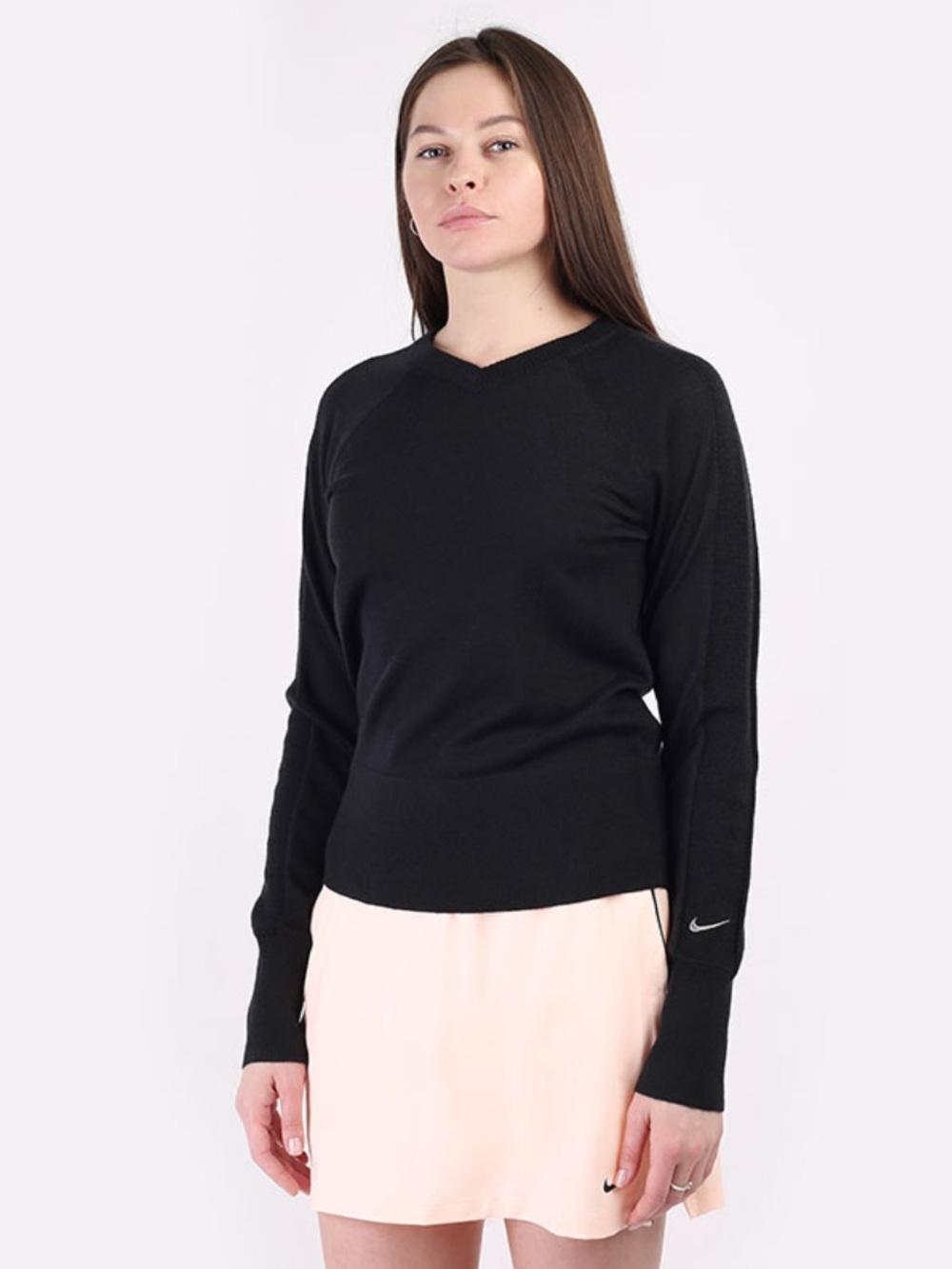 NWT Nike Ace Women's Long Sleeve Golf Sweater Wool Blend in Black Size Large
